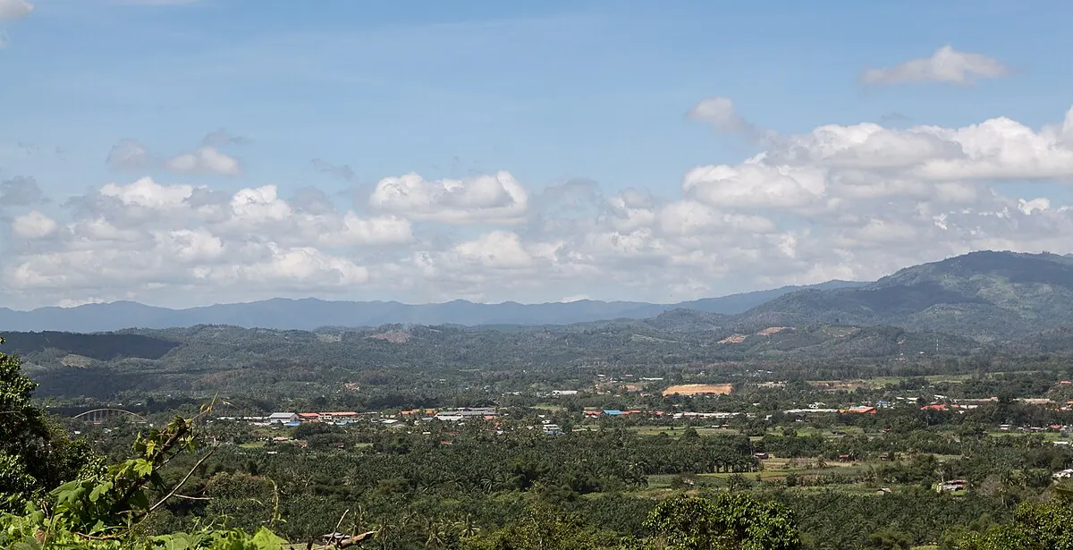 Wide view across the Keningau Plain in Sabah