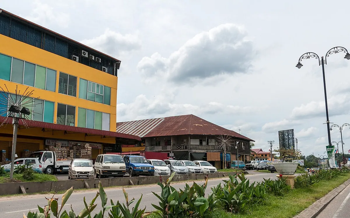 Historic shop row in Keningau town
