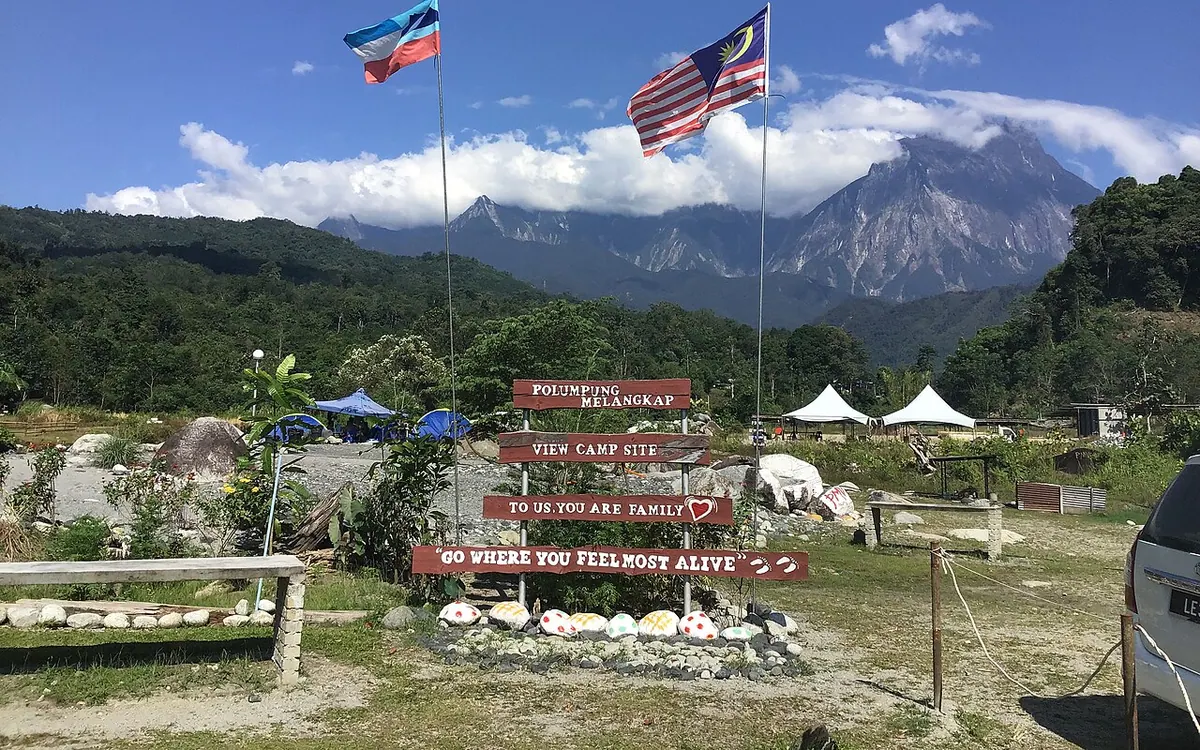 River and mountain scenery at Polumpung Melangkap in Kota Belud
