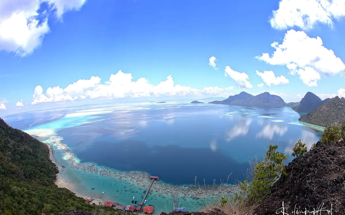 Aerial view of Bohey Dulang island near Semporna
