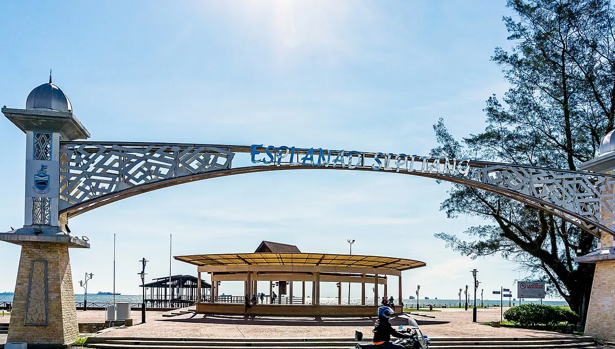 Coastal esplanade and waterfront at Sipitang